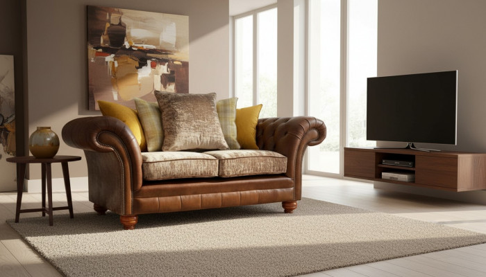 Zweesëtzeger Sofa Klassesch Chesterfield Canapéen Polster Zweesëtzer Sëtz