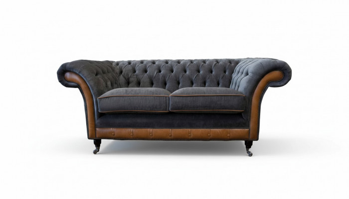 Chesterfield Luxus 2 Sëtzer Canapé Polstersofa Zweisëtzer Lieder Canapéën