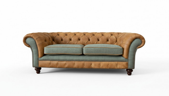 Sofa 3 Sëtzer Design Polster Couchen Lieder Relax Chesterfield Dräisëtzer