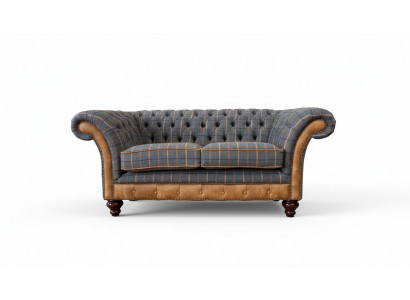 Chesterfield Sofa 2 Sëtz Design Canapé Drësëtzer Luxus Miwwelen Stil Textil Sofas