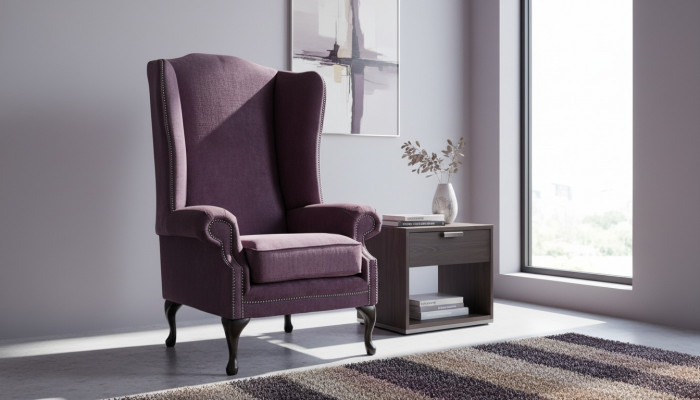 Chesterfield Fauteuil Stoff Lounge Club Purple Luxus Ohrsessel