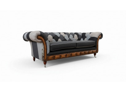 Design Polster Sofa 3 Sëtzer Couch Luxus Klassesch Textil Chesterfield