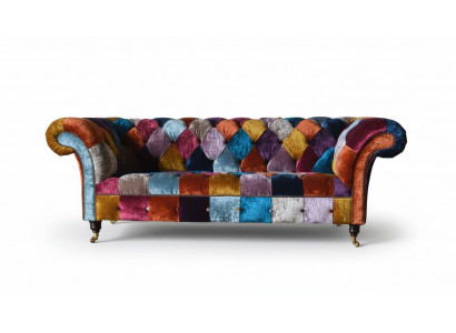 Chesterfield Textil Sofa Couch Polster Sofas Luxus Stoff 3 Sëtzer Design
