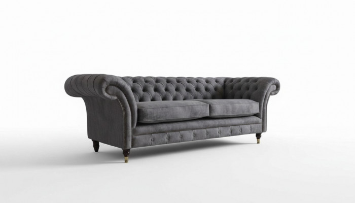 Design Polstersofa 3 Sëtzer Canapé Luxus Klassesch Textil Chesterfield