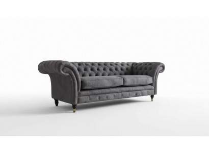 Design Polstersofa 3 Sëtzer Canapé Luxus Klassesch Textil Chesterfield