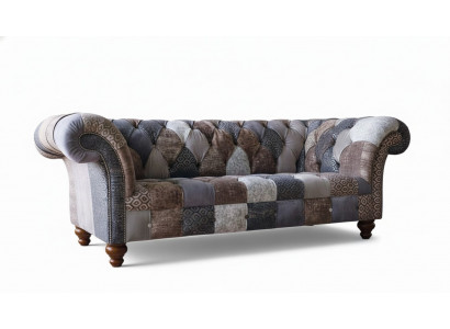 Dreiplazeg-Sofa-Sëtzkëssen Chesterfield Stoff Canapé Modern Miwwelen Nei