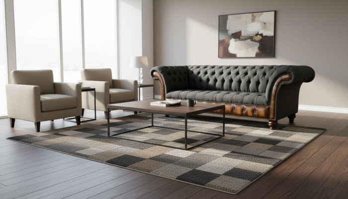 Design Schwaarz Sofa 3 Sëtzer Chesterfield Stoff Canapé Sofa Polster Nei