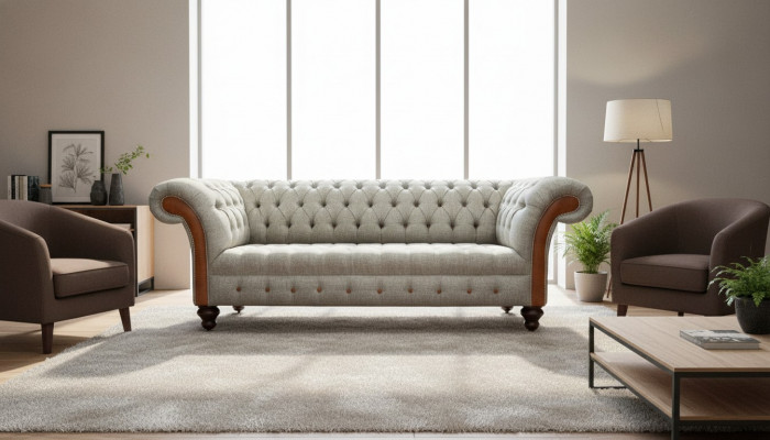 Chesterfield Sofa Polster Design Luxus Canapé Klassesch Sofa 3 Sëtzer