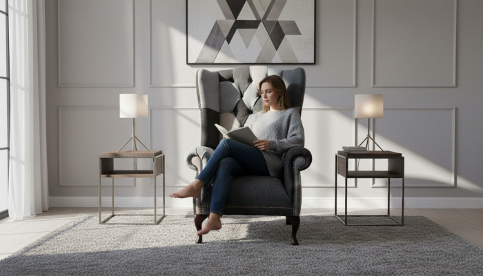 Steessessel Chesterfield Canapé Canapé Polster 1 Plaz Sessel Canapéen Textil