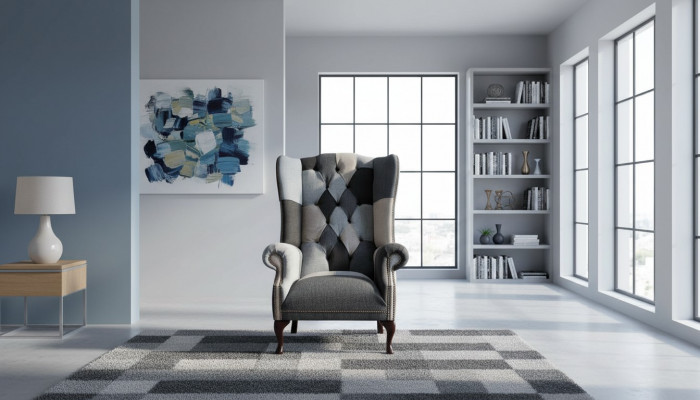 Steessessel Chesterfield Canapé Canapé Polster 1 Plaz Sessel Canapéen Textil