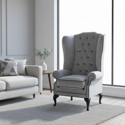 Chesterfield Oueresessel 1 Sëtz Sessel Textil Polster Canapé Couch Nei