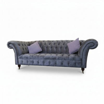 Sofa 3 Sëtz Chesterfield Sëtz Textil Stoff Couchen Sofa Polster Nei