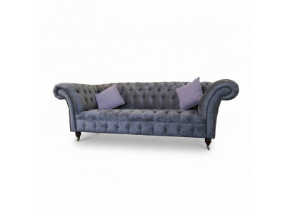 Sofa 3 Sëtz Chesterfield Sëtz Textil Stoff Couchen Sofa Polster Nei