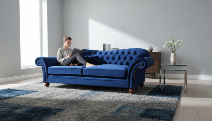 Dreiser Sofa 3 Sëtzer Sofas Blo Stoff Wunnzëmmer Luxus Sëtz xxl grouss