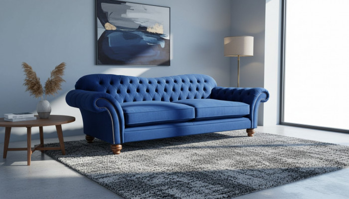 Dreiser Sofa 3 Sëtzer Sofas Blo Stoff Wunnzëmmer Luxus Sëtz xxl grouss