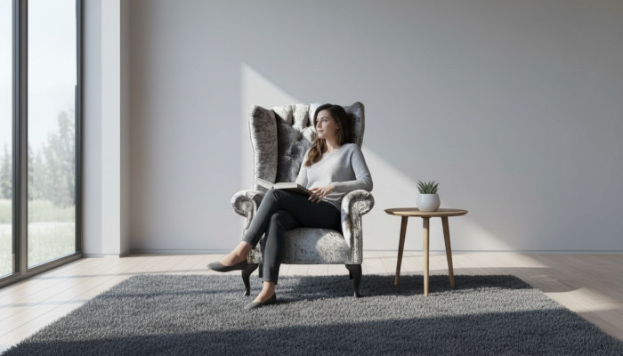 Ohrensessel Chesterfield Fotell Canapé 1 Sëtz Gro Stoff Textil Nei
