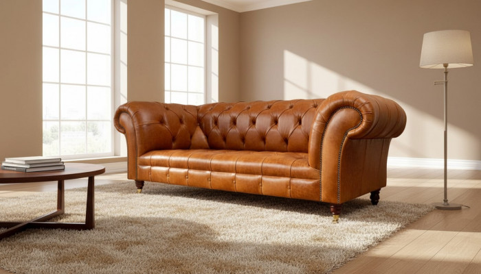 Cognac Canapé 3 Sëtzer Polster Canapéen Design Luxus Miwwelen Lieder Couchen Dräisëtzer