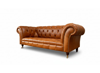 Cognac Canapé 3 Sëtzer Polster Canapéen Design Luxus Miwwelen Lieder Couchen Dräisëtzer