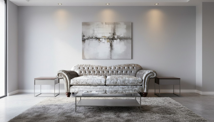 Luxoriéis klassescht Chesterfield-Sofa mat dräi Sëtzer a Gro.