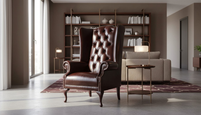 Sëtzgrupp 1 Sëtz Braun Wunnzëmmer Lieder Design Chesterfield Ouresessel