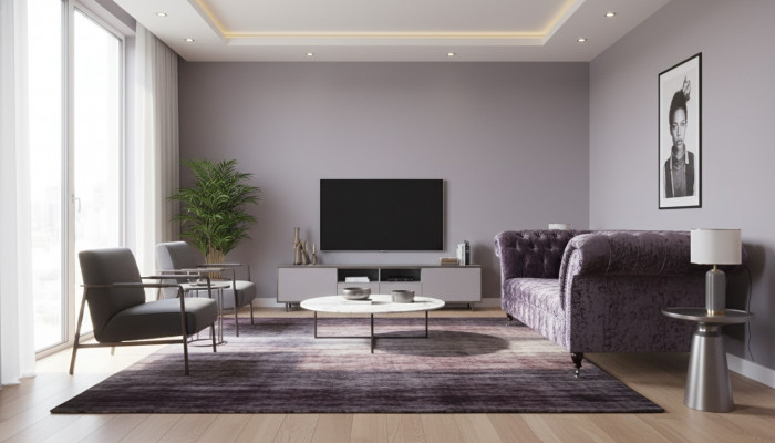 Chesterfield Canapé Téin Samt Stoff Sofa Miwwelen Design 3 Sëtzer Lila