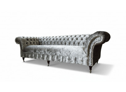 Dräisëtzer Canapé Chesterfield Canapé Samett Polster Sofa Wunnzëmmer Nei