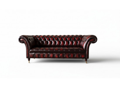 Chesterfield Lieder Sofa 3 Sëtz Braun Designer Couch Luxus Polster Nei