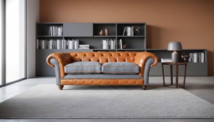 Canapé Luxus Lieder Chesterfield Couch Canapéen Polster 3 Sëtzer Design Neit