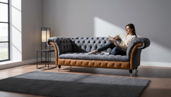 Design Sofa 3 Sëtzer Chesterfield Canapé Polstersofa Drësëtzer Nei
