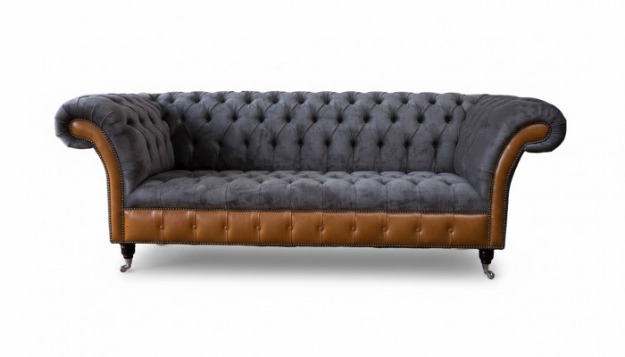 Design Sofa 3 Sëtzer Chesterfield Canapé Polstersofa Drësëtzer Nei