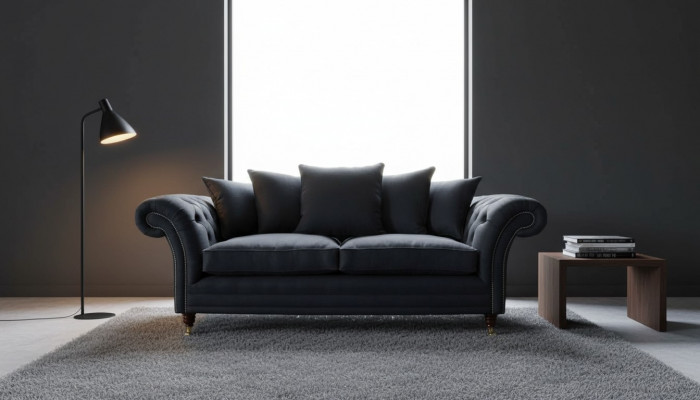 Canapé Stoff 3 Sëtzer Sofa Designer Sëtz Polster Schwarz XXL grouss