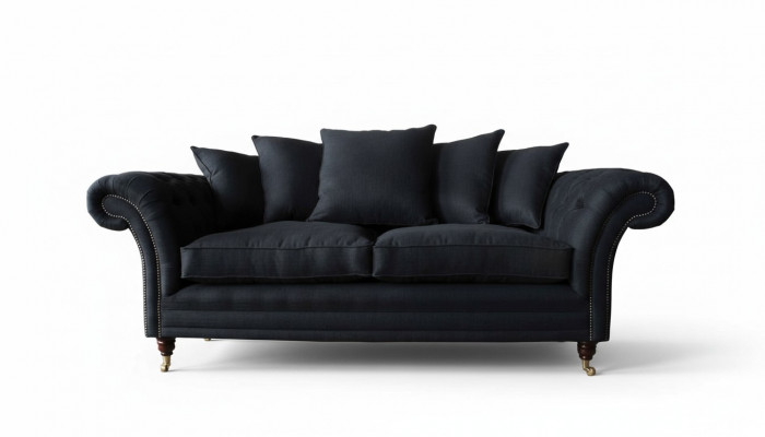 Canapé Stoff 3 Sëtzer Sofa Designer Sëtz Polster Schwarz XXL grouss