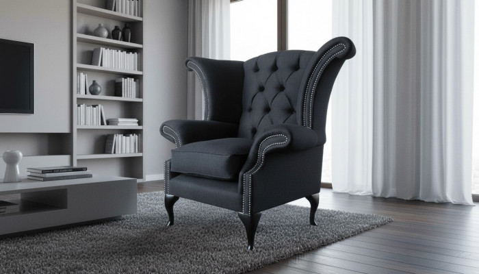 Chesterfield Textil Polster Canapé Design Couch Fautteuil 1 Plaz Ouerfautteuil