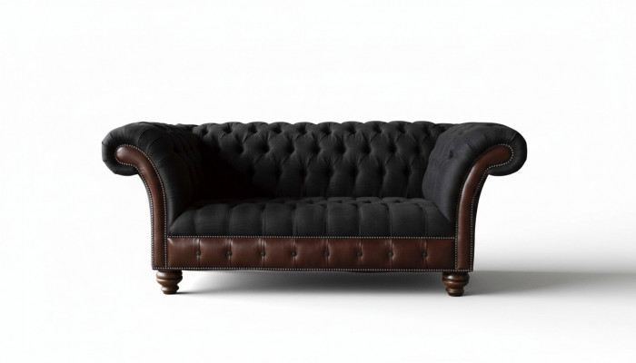 Canapé Zweisitzer Couch Polster Sofa Stoff Chesterfield Couche Gray Nei