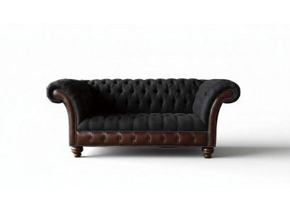 Canapé Zweisitzer Couch Polster Sofa Stoff Chesterfield Couche Gray Nei