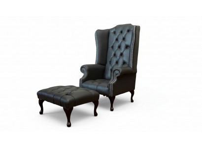 Fauteuil mat Hocker Designer Gefléckte Fauteuil Chesterfield Ouerfauteuil Nei