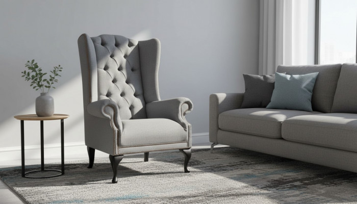 Ohrensessel Chesterfield Sofa Canapé Plüsch 1 Plazere Grom Sëtz Textil