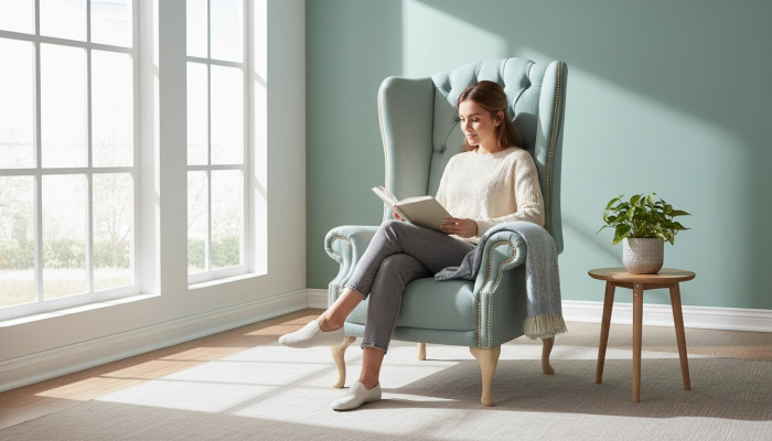 Ohrsessel Sesseldesign Polster wäiss Couch Chesterfield Textil Nei