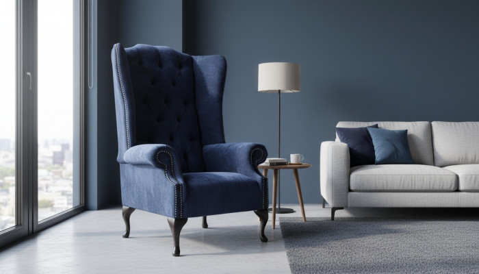 Chesterfield Design Fauteuil Polster Luxus Blo Stoff Couches Ouerfauteuil