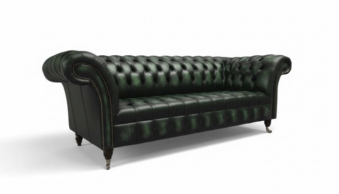 Chesterfield Couch Sofa Polster 3 Sëtzer Lieder Couchen Sëtz Gréng Nei