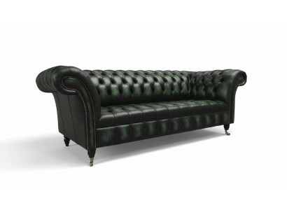 Chesterfield Couch Sofa Polster 3 Sëtzer Lieder Couchen Sëtz Gréng Nei