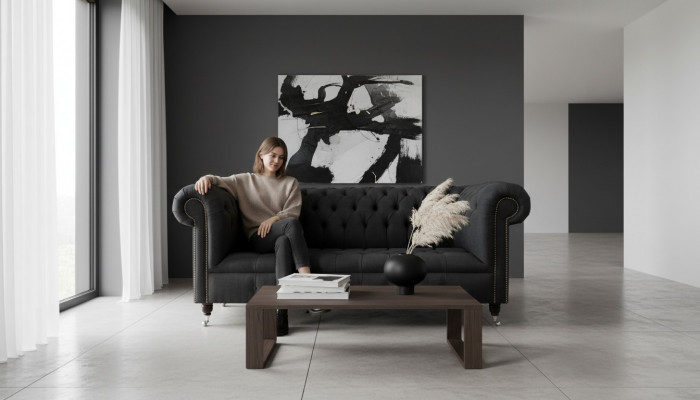 Sofa 3 Sëtzer Couchen Art déco Drësëtzer Neit Textil Luxus Couch Polster