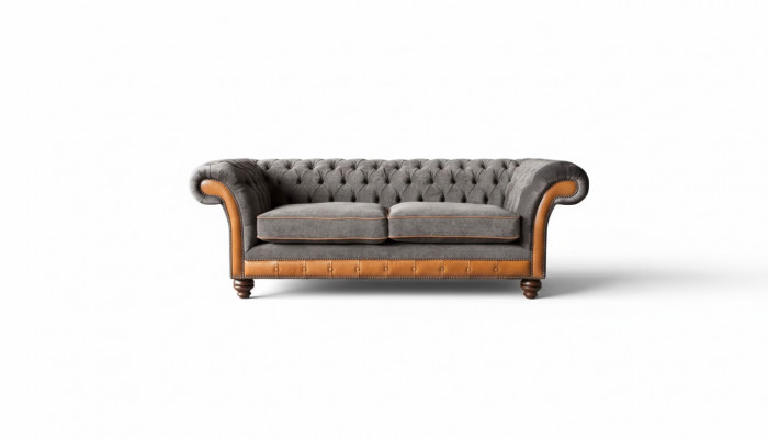 Chesterfield Sofa 3 Sëtzer Design Couch Polstersëtzer Stoffpolster Gro