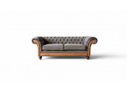 Chesterfield Sofa 3 Sëtzer Design Couch Polstersëtzer Stoffpolster Gro