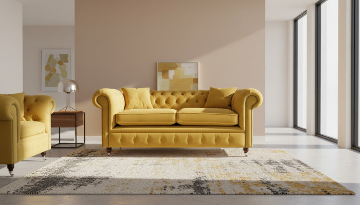 Dräisëtzer Canapé 3 Sëtzer Canapéë Gepolstert Miwwelen Couchen Chesterfield Nei