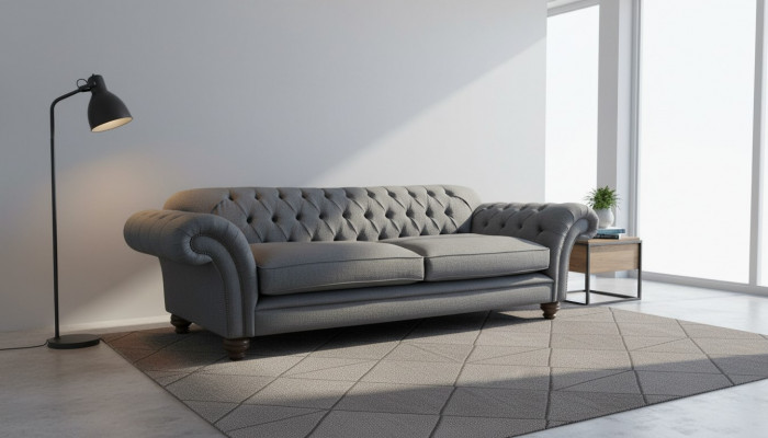 Sofa Luxus Textil Chesterfield Canapéen Sofas gepolstert 3 Sëtzer Gro Design