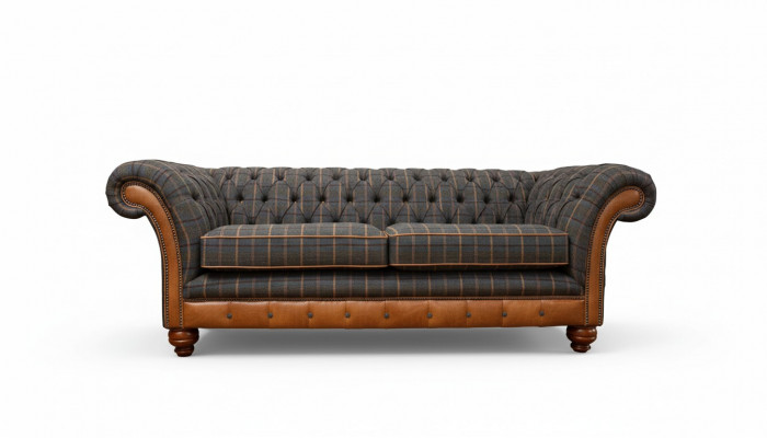 Canapé 3-Sëtz Designer Sofa Couch Polster Braun Couchen Stoff Textil Néi