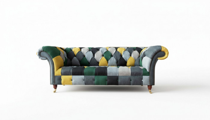 Klassesch Design Chesterfield Stoffga Sofa 3 Sëtzer Sëtz Couch Sofas Polster