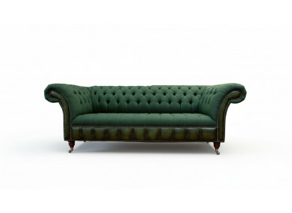 Chesterfield Sofa 3-Sëtzer Canapé Polsterstoff Lieder Couchen Textil Nei