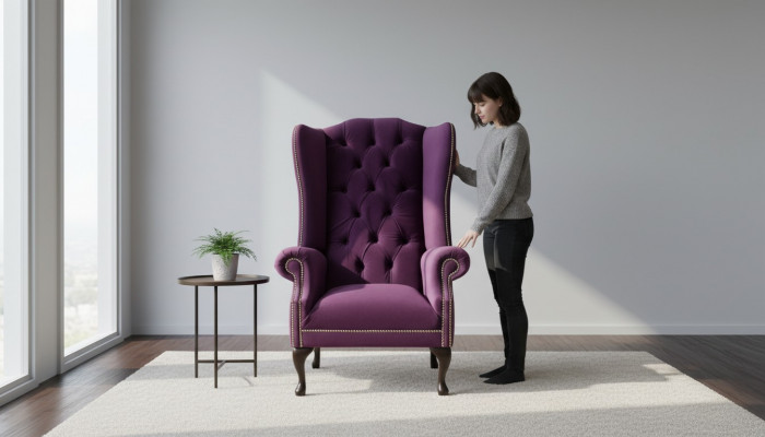 Ohrensessel Fauteuil Design Polstersofa Canapé Couch Chesterfield Textil Nei